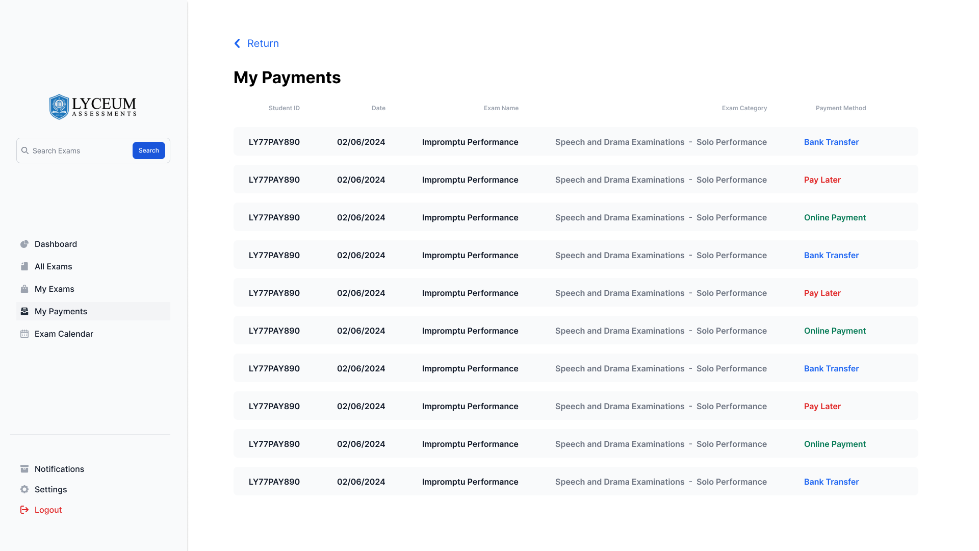 My Payments